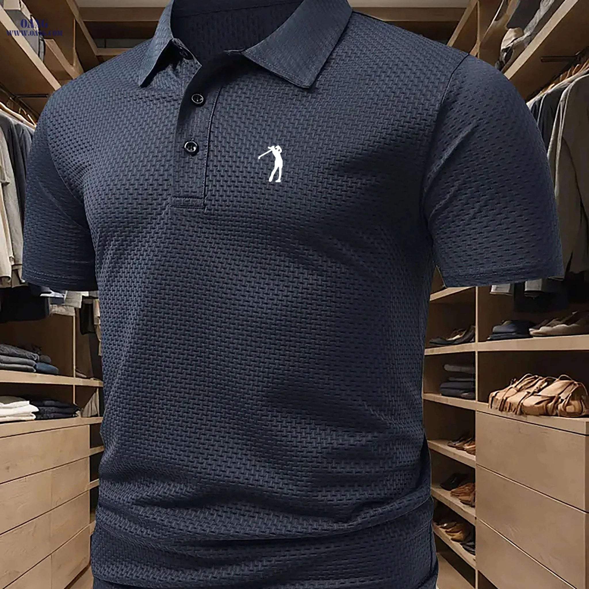 Men's Breathable Mesh Polo Shirt - Lightweight Casual Golf & Business Top   OAXG 