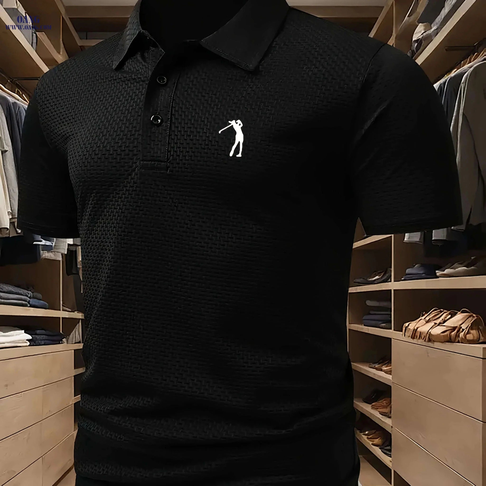 Men's Breathable Mesh Polo Shirt - Lightweight Casual Golf & Business Top   OAXG 