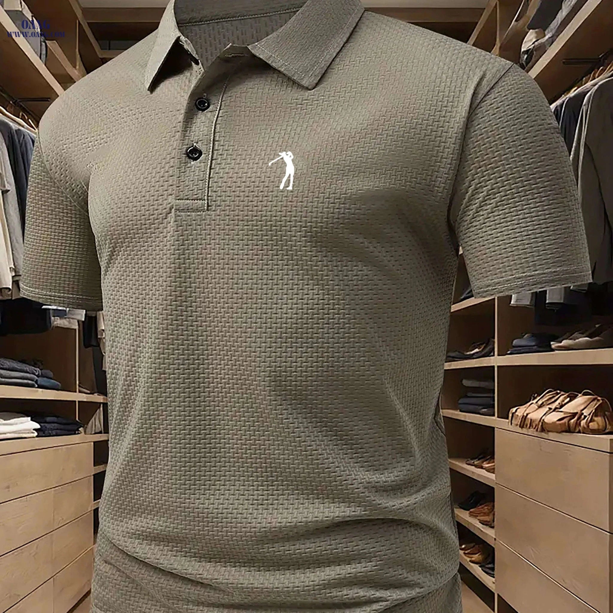 Men's Breathable Mesh Polo Shirt - Lightweight Casual Golf & Business Top   OAXG 