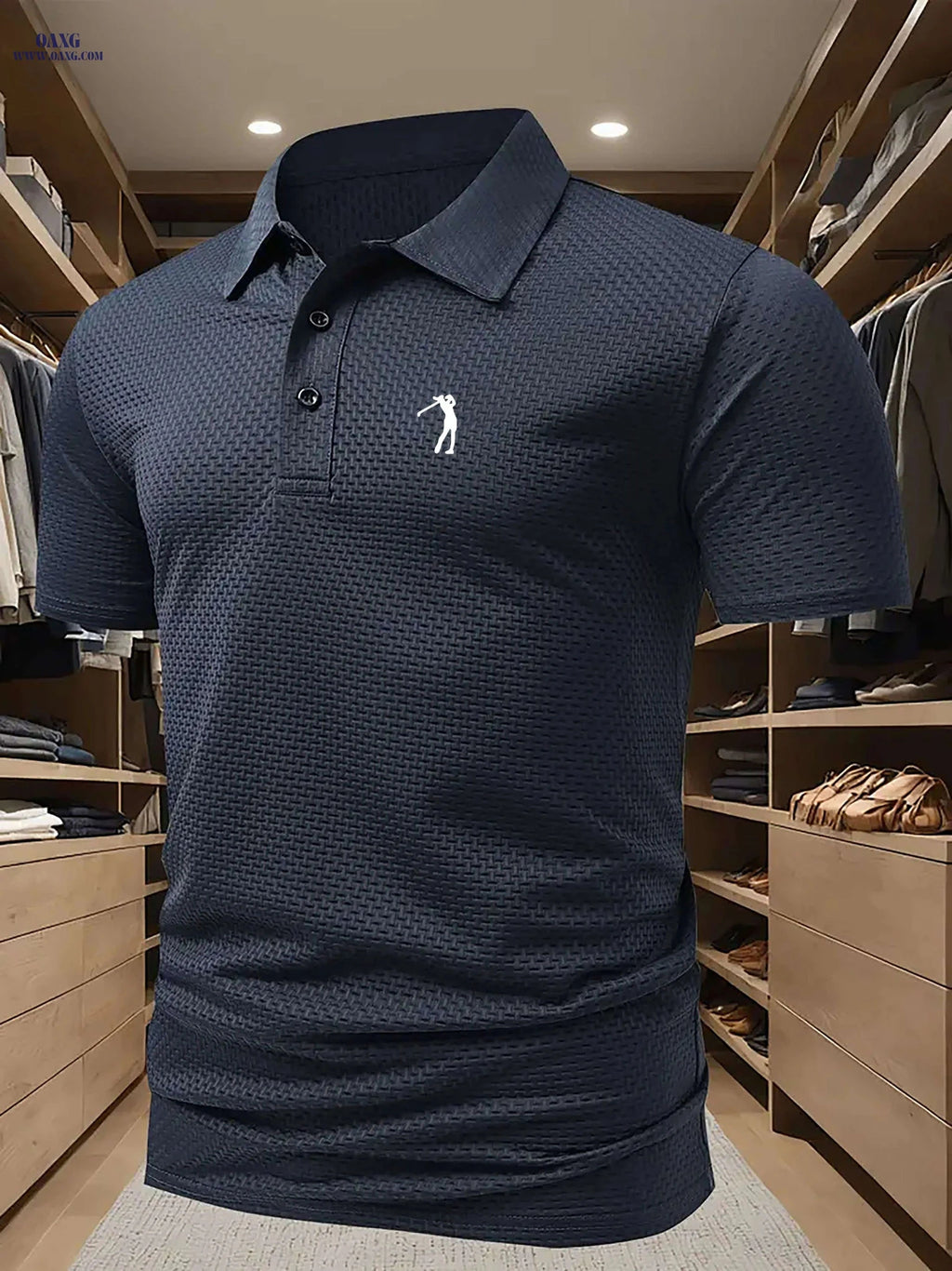 Men's Breathable Mesh Polo Shirt - Lightweight Casual Golf & Business Top   OAXG 