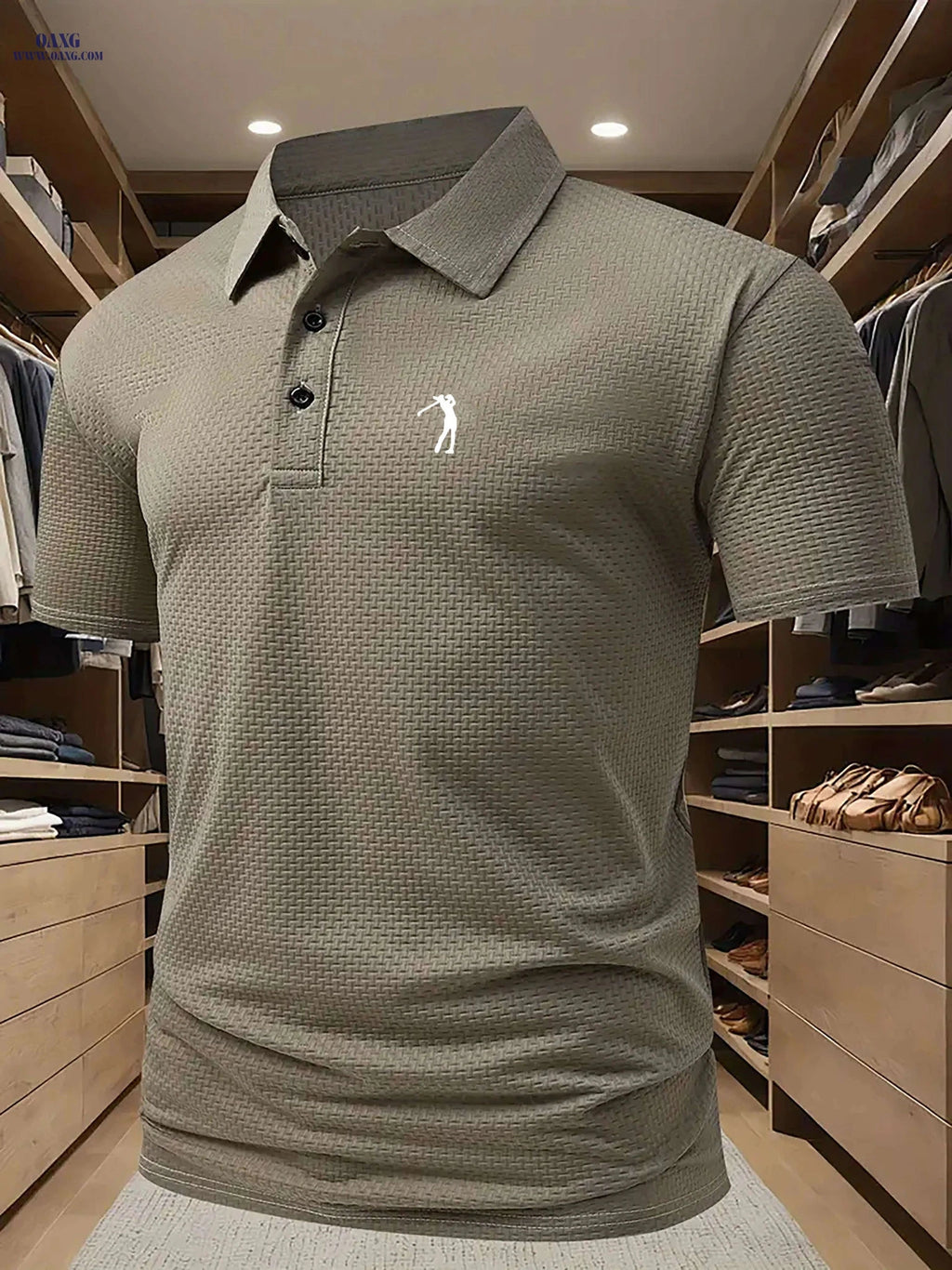 Men's Breathable Mesh Polo Shirt - Lightweight Casual Golf & Business Top   OAXG 