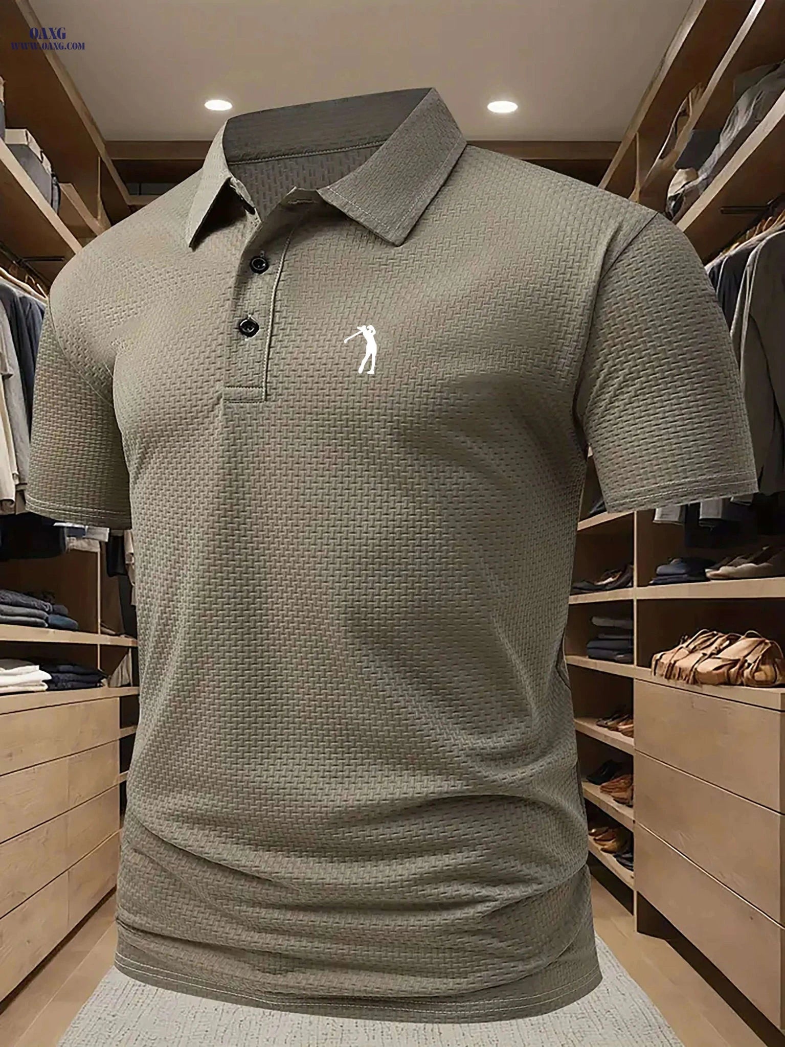 Men's Breathable Mesh Polo Shirt - Lightweight Casual Golf & Business Top   OAXG 