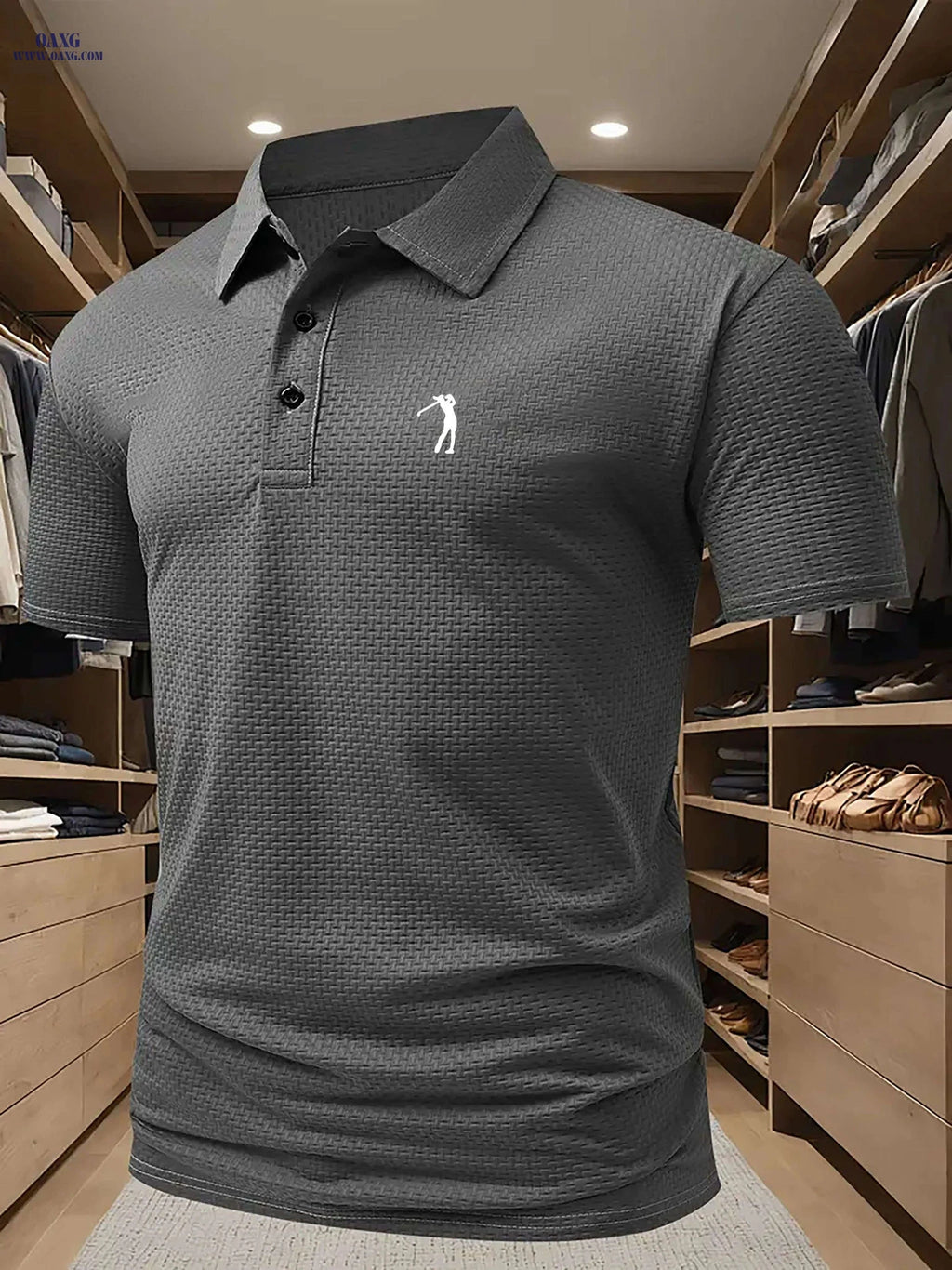 Men's Breathable Mesh Polo Shirt - Lightweight Casual Golf & Business Top   OAXG 