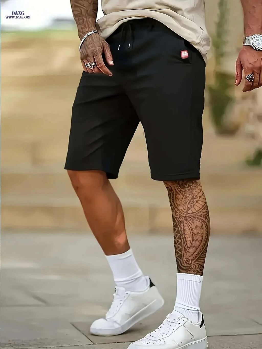 Men's Breathable Sports Shorts - Lightweight, Adjustable Drawstring & Pockets   OAXG Black / S