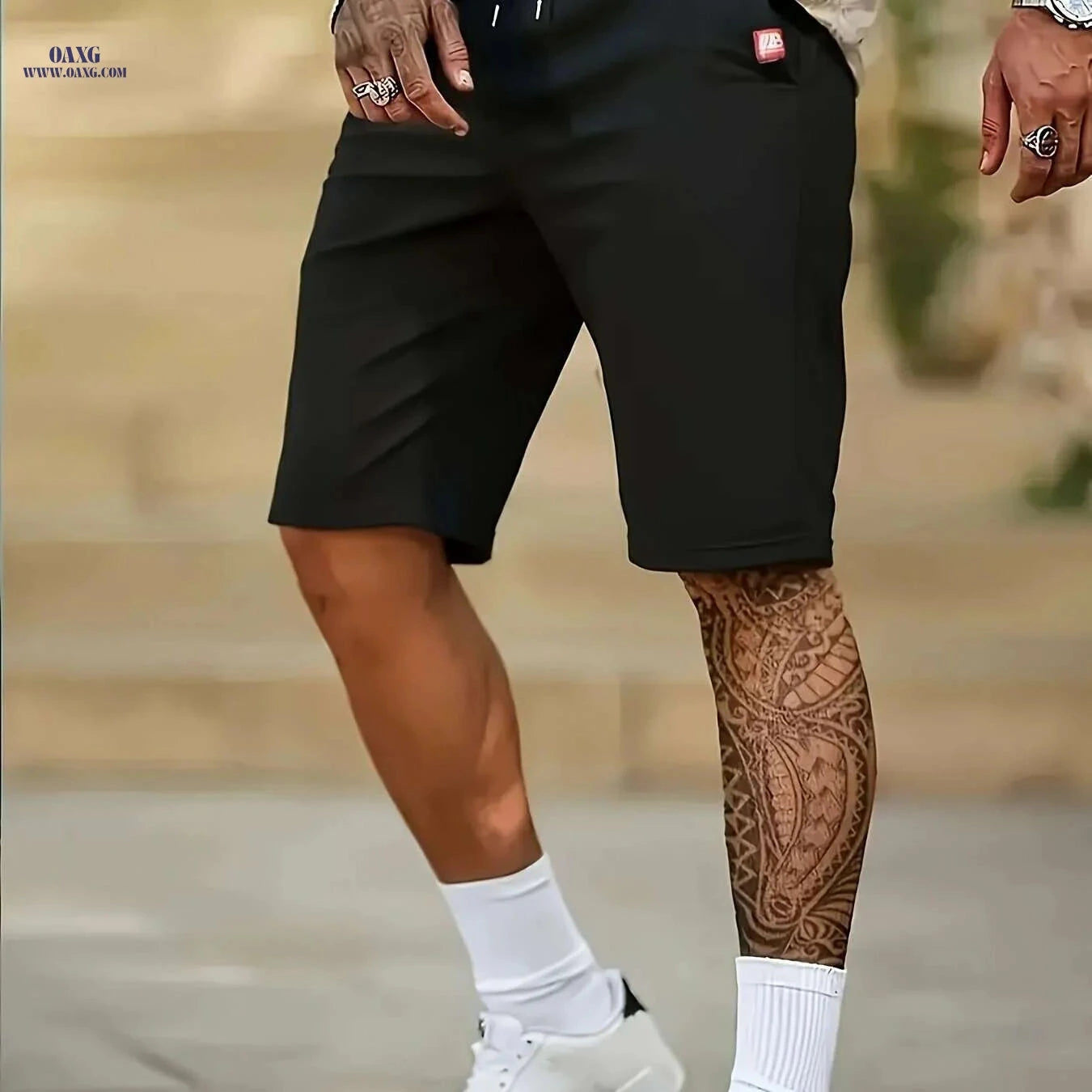 Men's Breathable Sports Shorts - Lightweight, Adjustable Drawstring & Pockets   OAXG Black / S