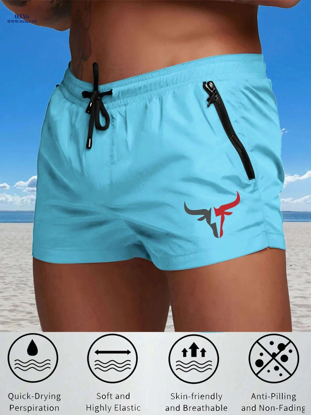Men's Breathable Sports Shorts - Lightweight Cooling for Beach Fun   OAXG 