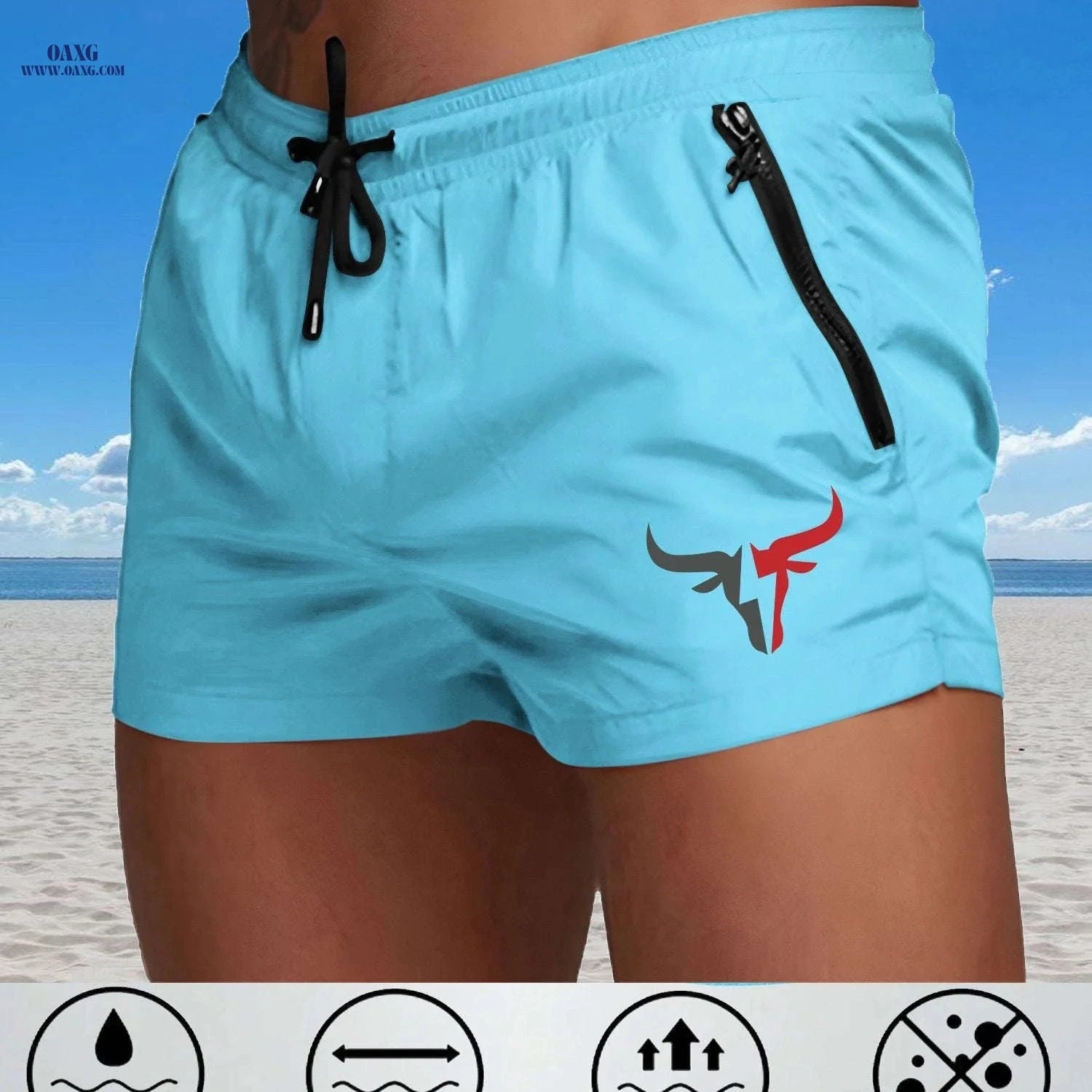 Men's Breathable Sports Shorts - Lightweight Cooling for Beach Fun   OAXG 