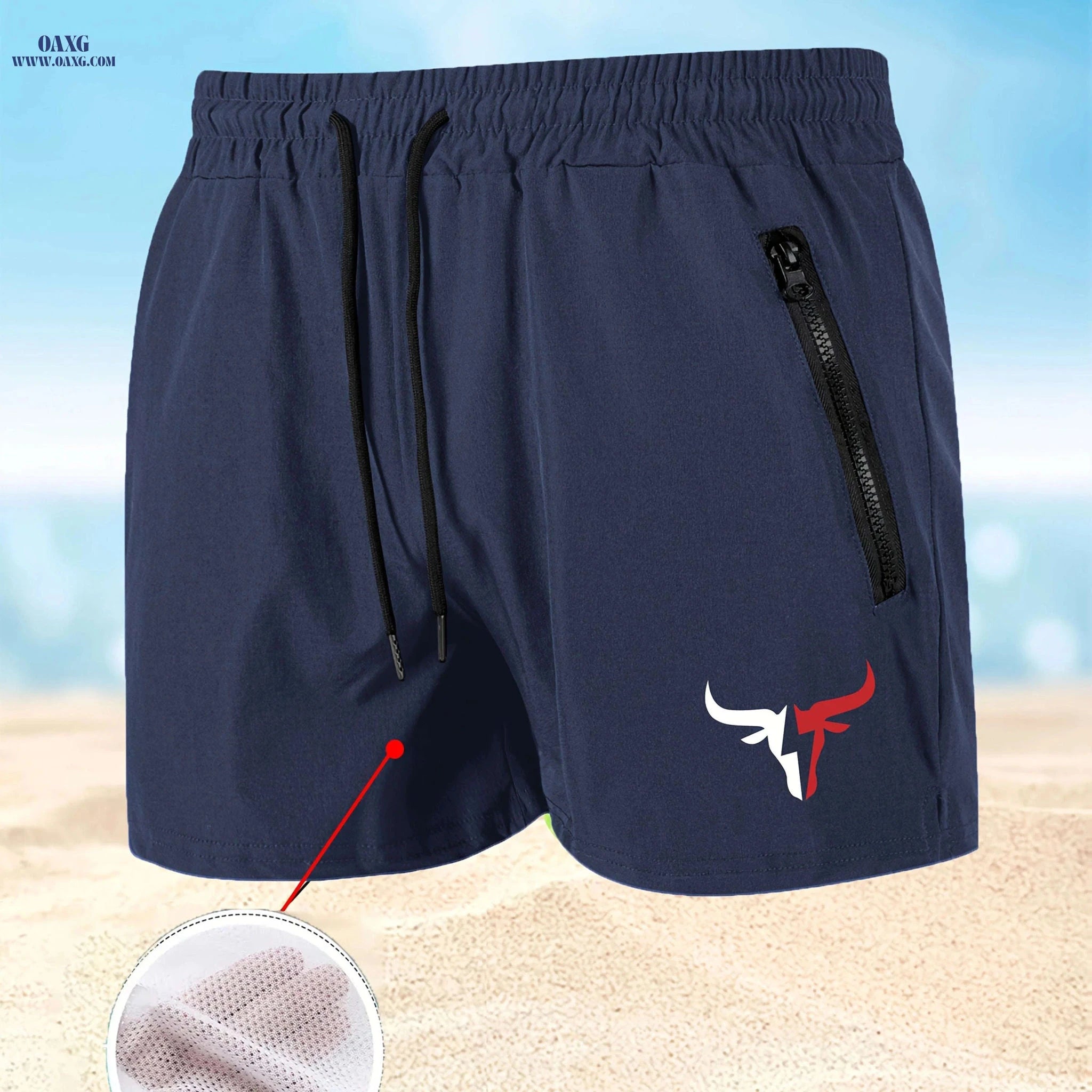 Men's Breathable Sports Shorts - Lightweight Cooling for Beach Fun   OAXG Black / FR S