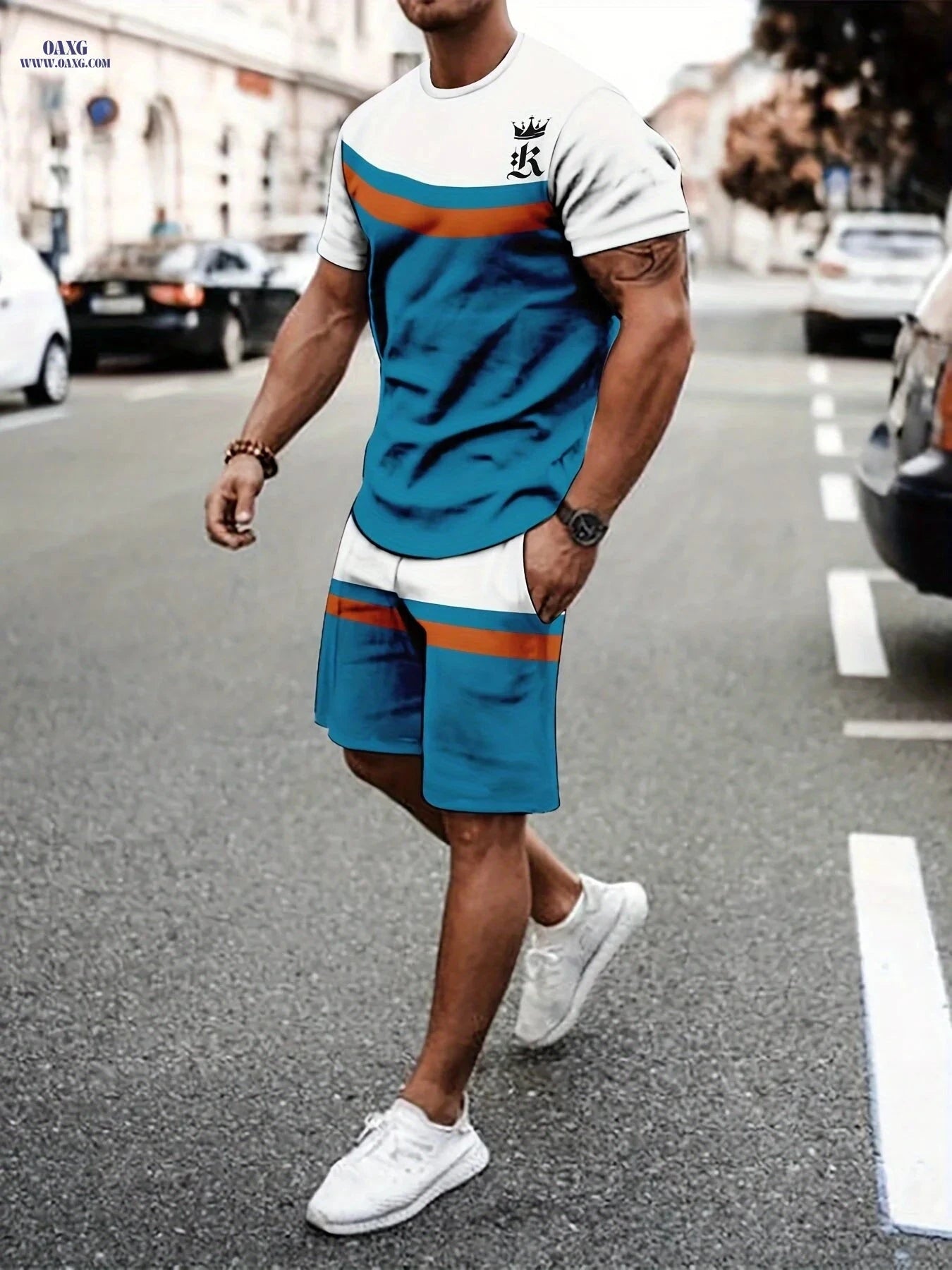 Men's Breathable Summer T-Shirt and Shorts Set - 3D Printed Leisure   OAXG 