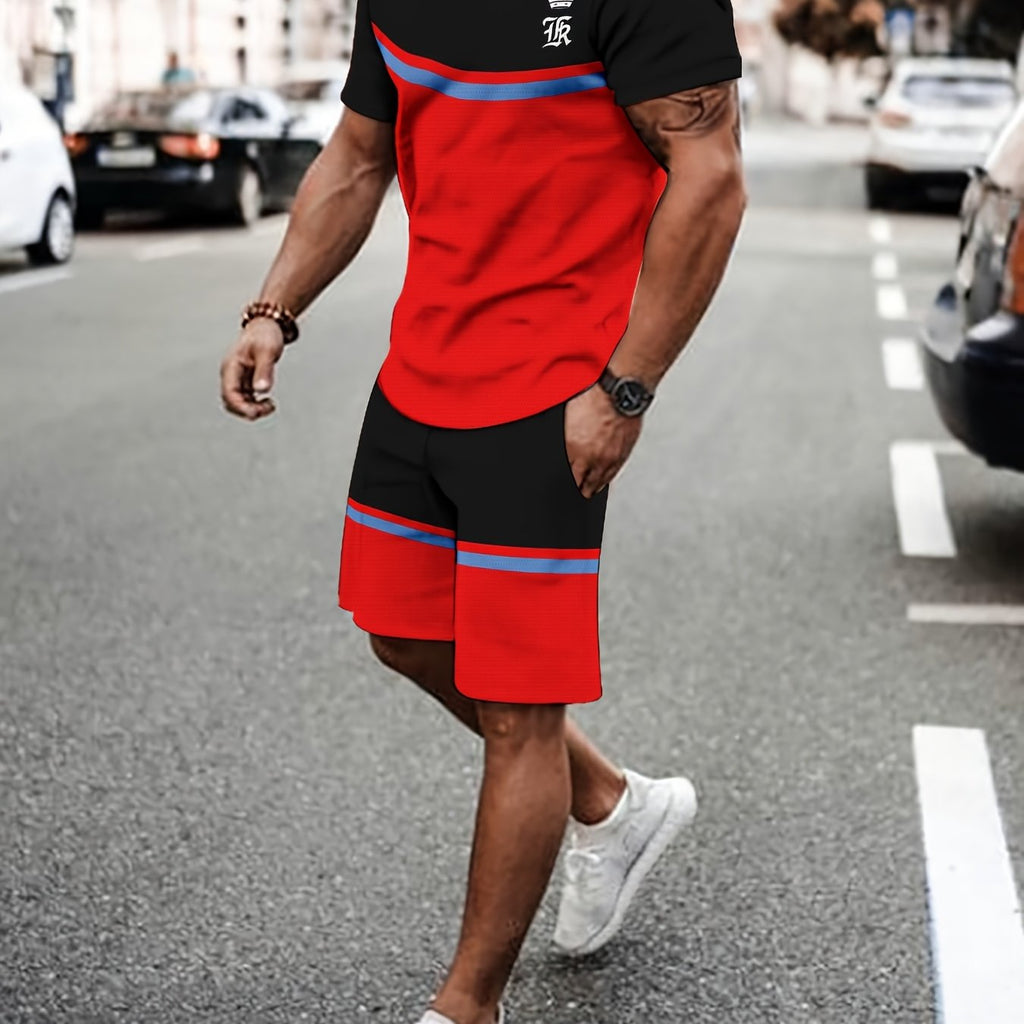 Men's Breathable Summer T-Shirt and Shorts Set - 3D Printed Leisure   OAXG 