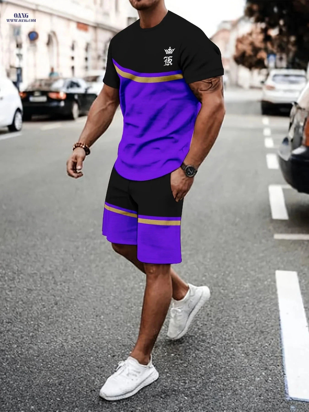 Men's Breathable Summer T-Shirt and Shorts Set - 3D Printed Leisure   OAXG Mixed colors / FR S