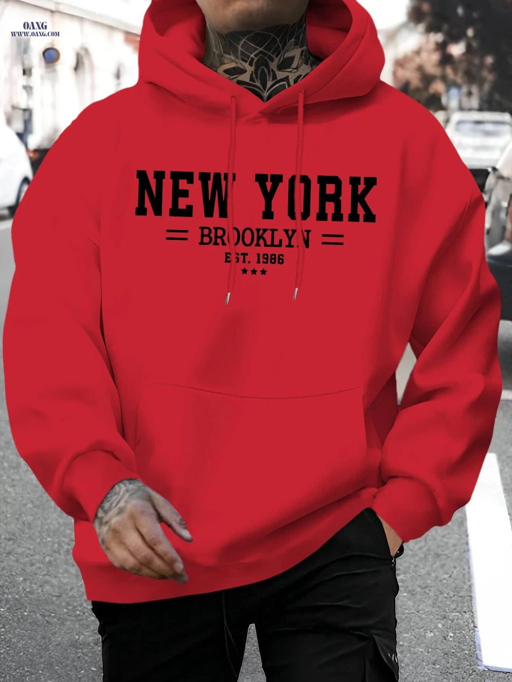 Men's Brooklyn Letter Print Hoodie - Casual Autumn Sweatshirt   OAXG 