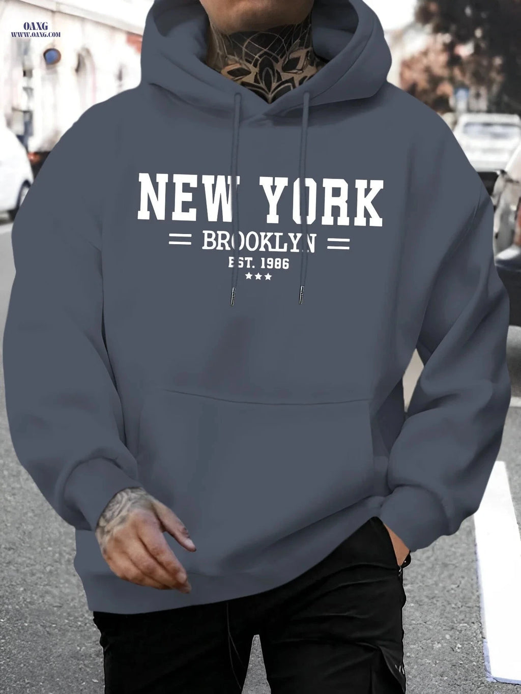 Men's Brooklyn Letter Print Hoodie - Casual Autumn Sweatshirt   OAXG 