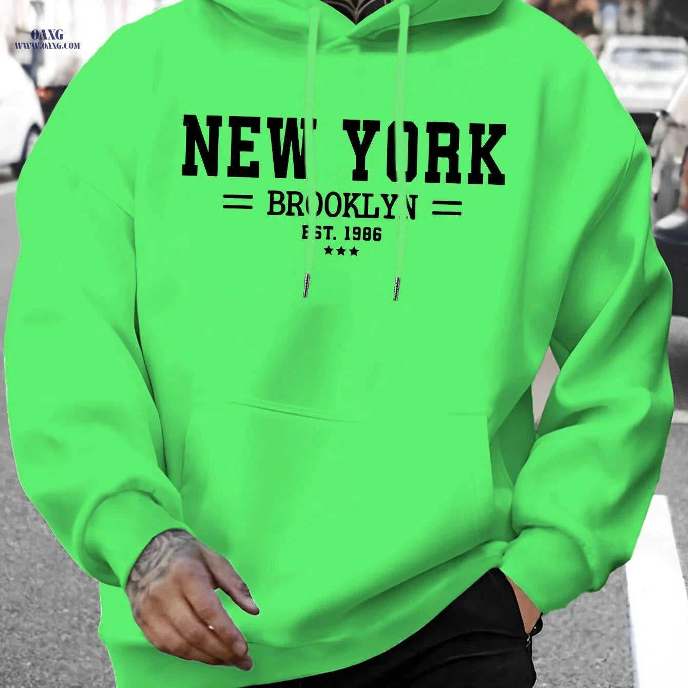Men's Brooklyn Letter Print Hoodie - Casual Autumn Sweatshirt   OAXG 