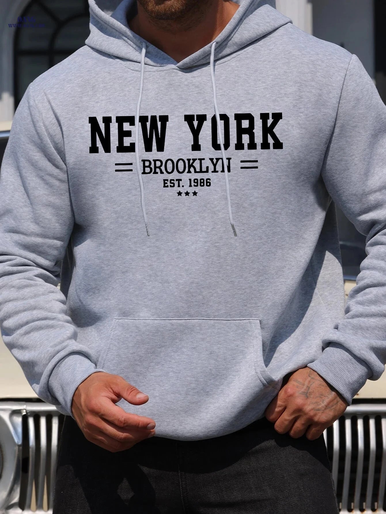 Men's Brooklyn Letter Print Hoodie - Casual Autumn Sweatshirt   OAXG Red / FR S