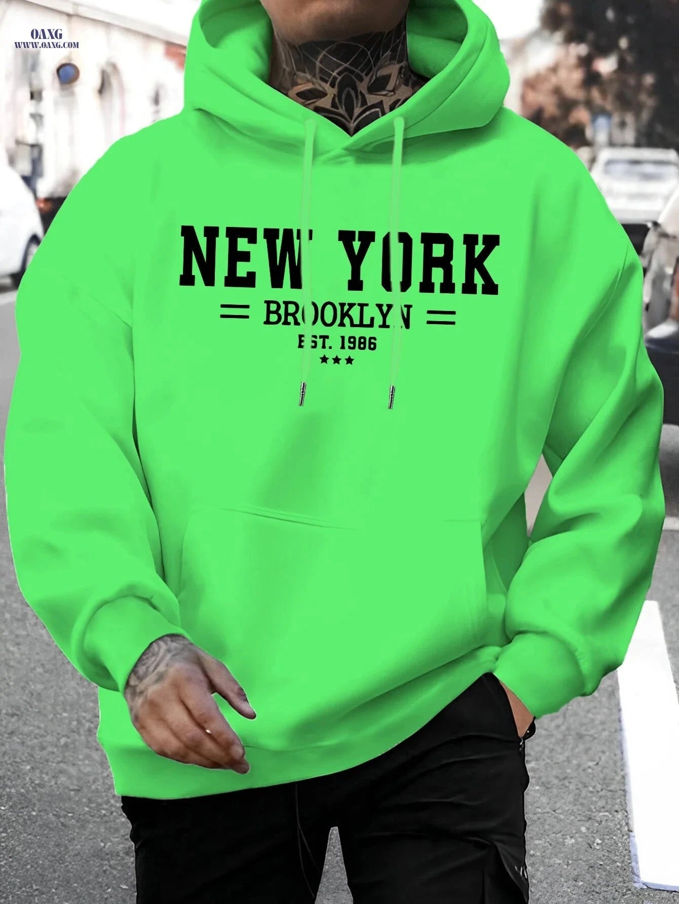 Men's Brooklyn Letter Print Hoodie - Casual Autumn Sweatshirt   OAXG Red / FR S