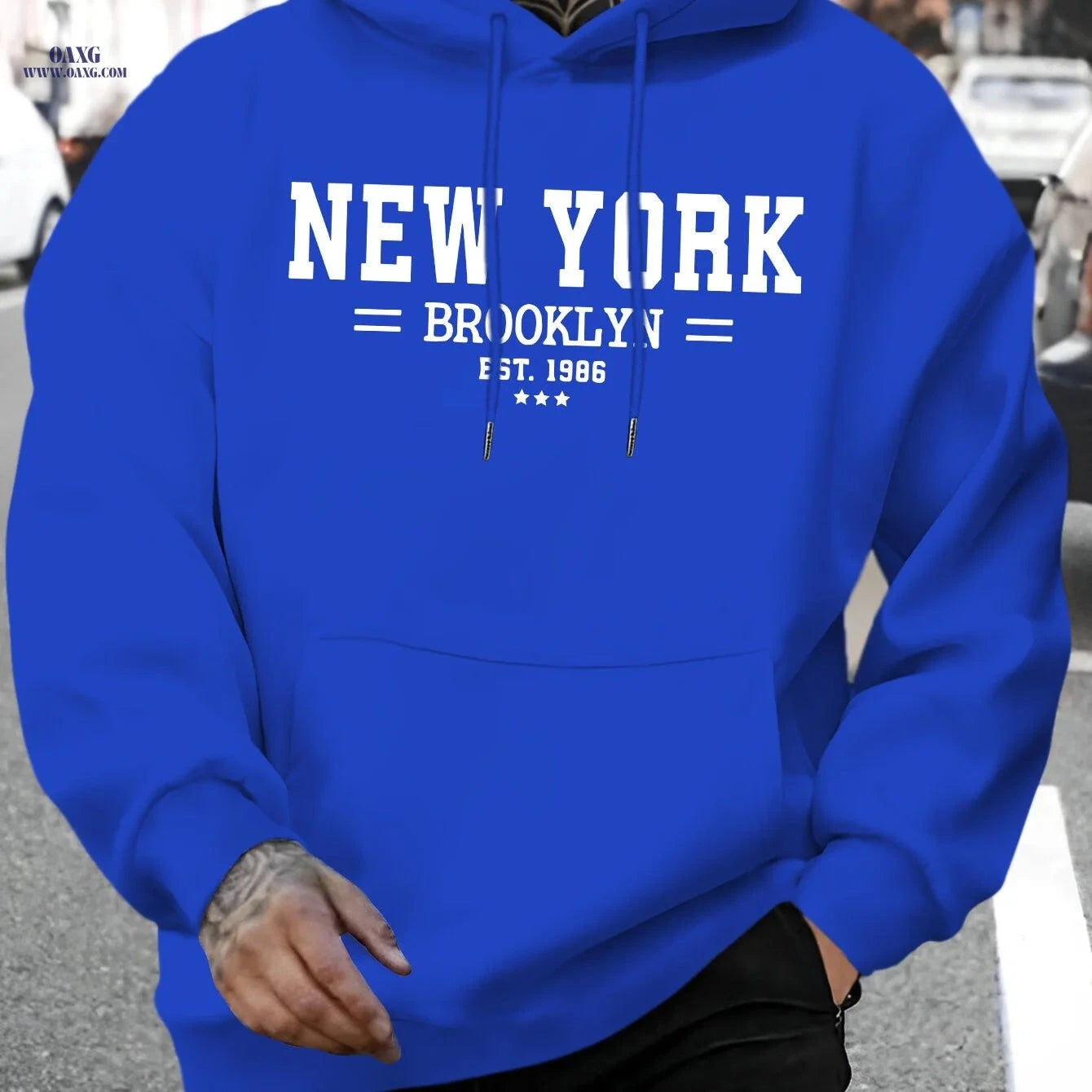 Men's Brooklyn Letter Print Hoodie - Casual Autumn Sweatshirt   OAXG 