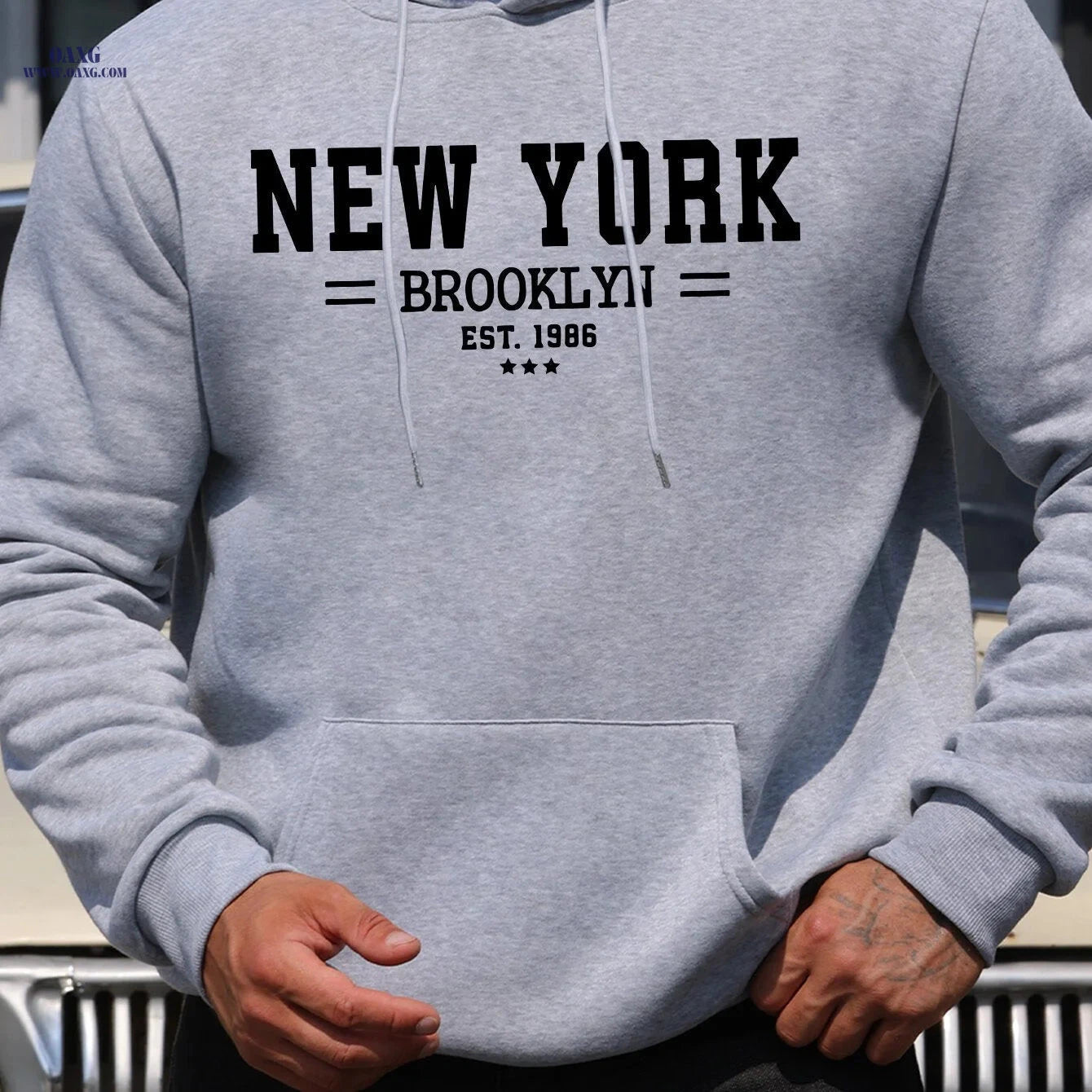 Men's Brooklyn Letter Print Hoodie - Casual Autumn Sweatshirt   OAXG 