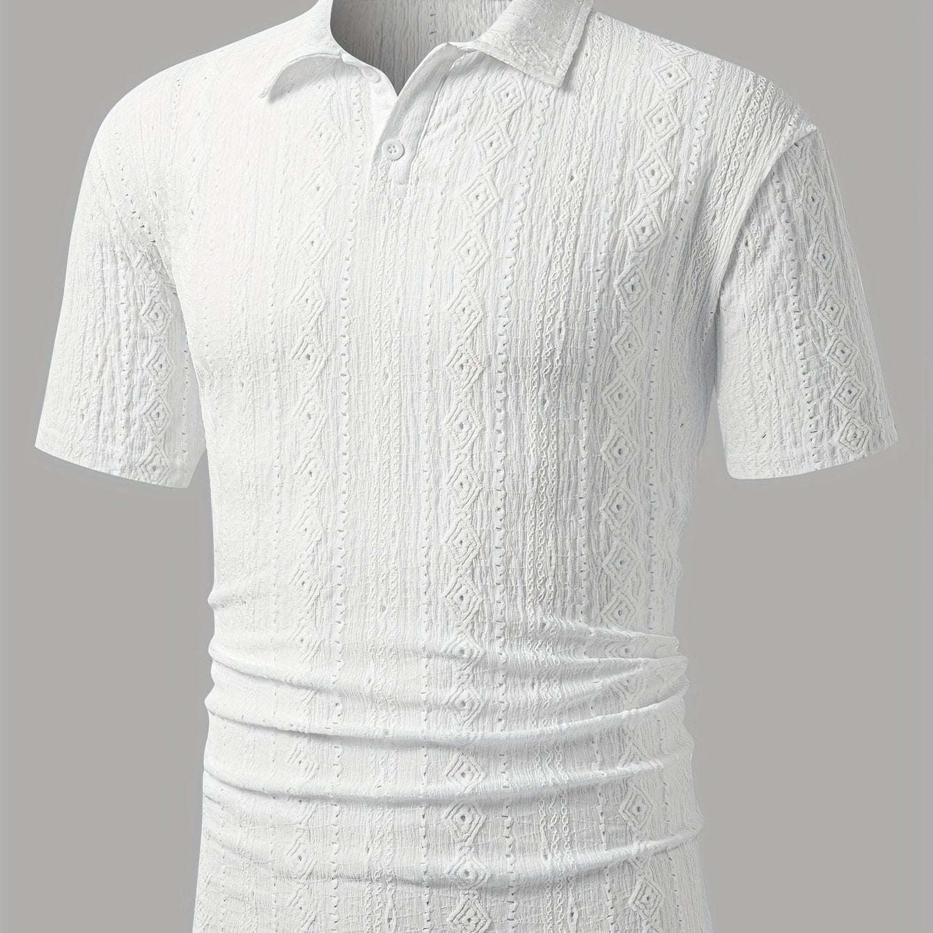 Men's Brown Knit Shirt - Casual Short Sleeve, Breathable Fabric   OAXG 