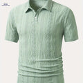 Men's Brown Knit Shirt - Casual Short Sleeve, Breathable Fabric   OAXG 