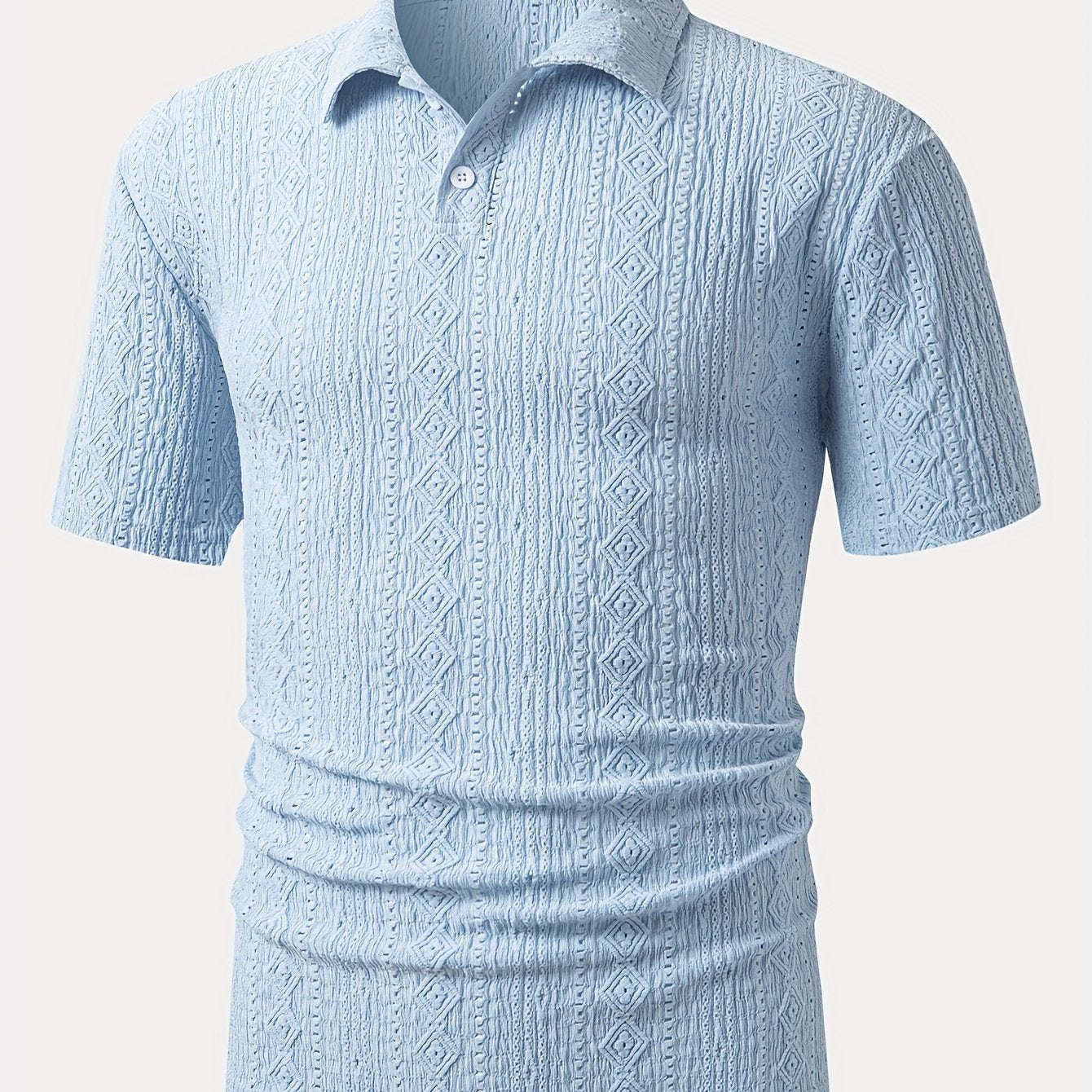 Men's Brown Knit Shirt - Casual Short Sleeve, Breathable Fabric   OAXG 