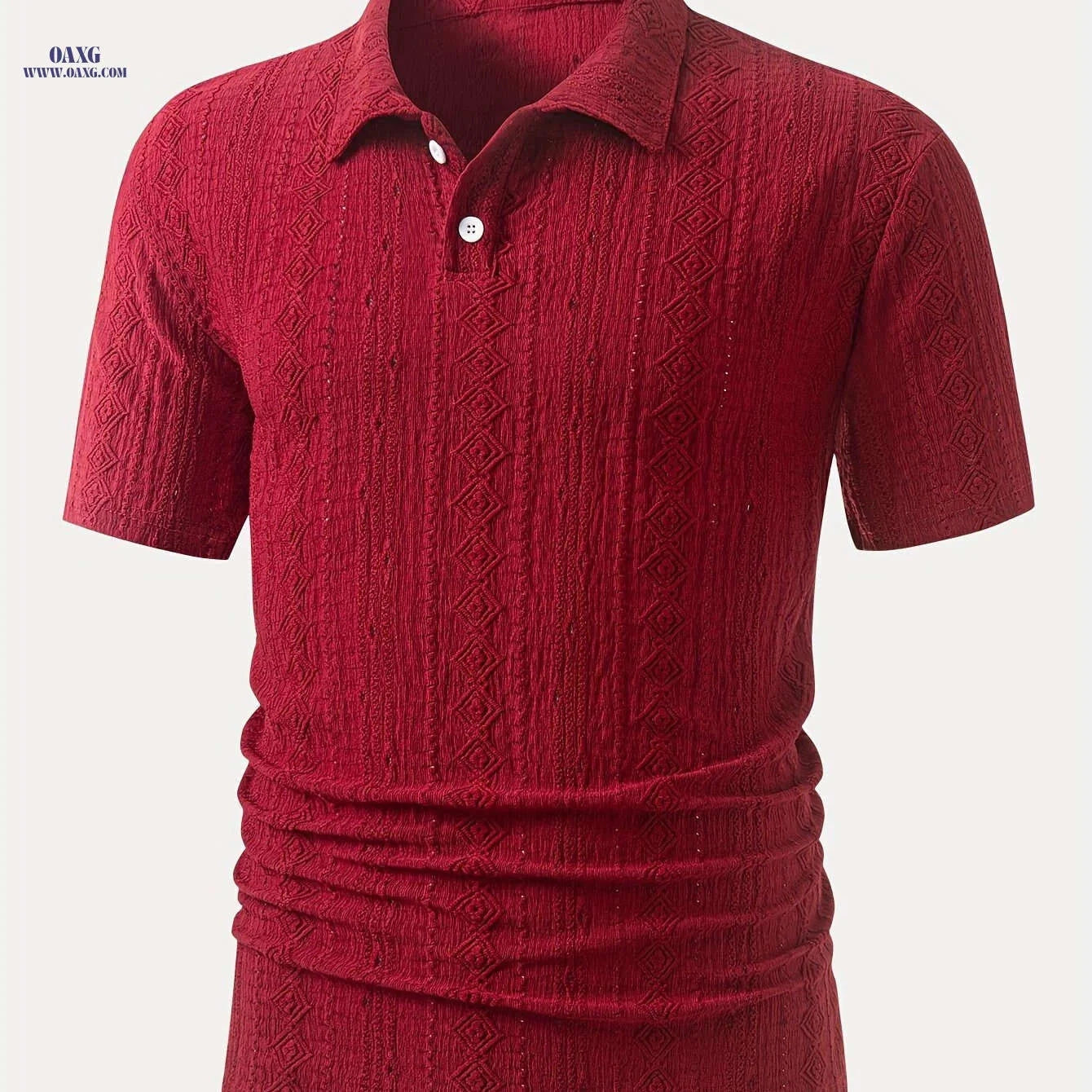 Men's Brown Knit Shirt - Casual Short Sleeve, Breathable Fabric   OAXG 