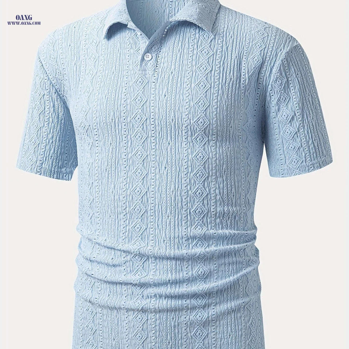 Men's Brown Knit Shirt - Casual Short Sleeve, Breathable Fabric   OAXG 