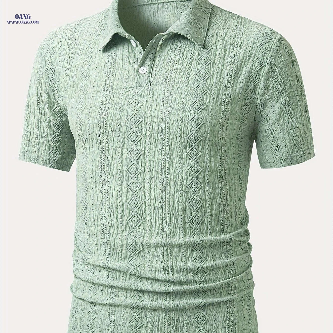 Men's Brown Knit Shirt - Casual Short Sleeve, Breathable Fabric   OAXG 