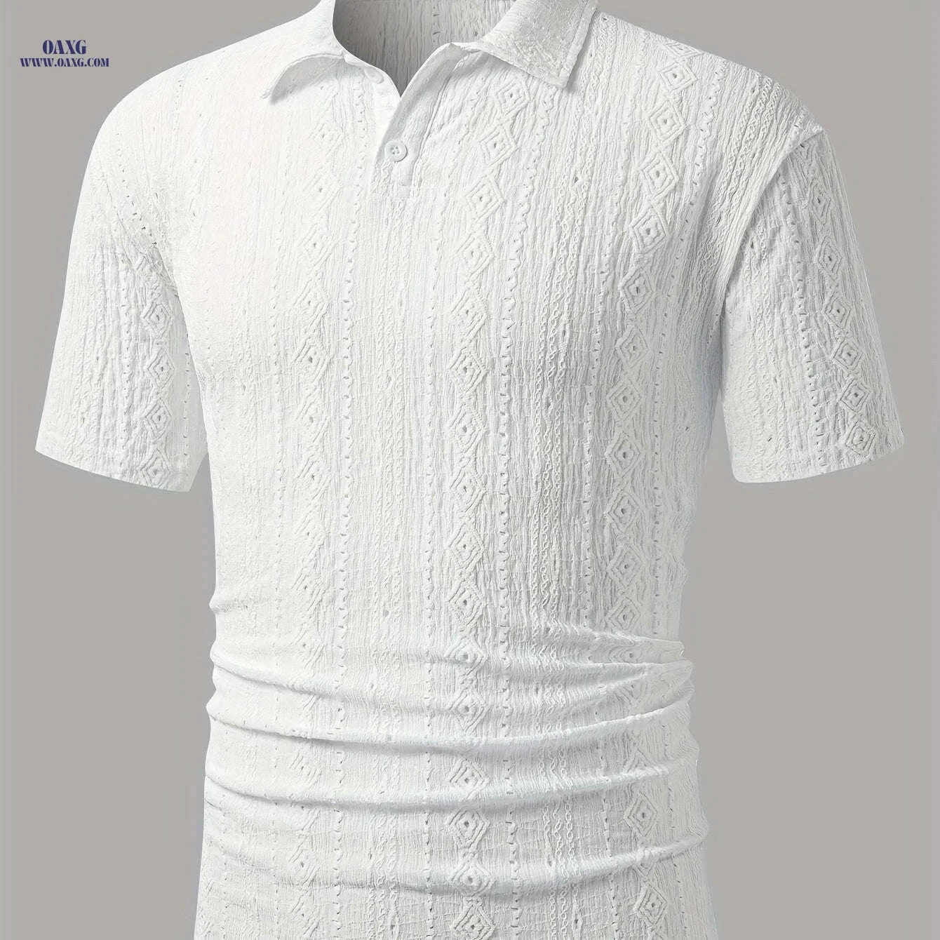 Men's Brown Knit Shirt - Casual Short Sleeve, Breathable Fabric   OAXG 