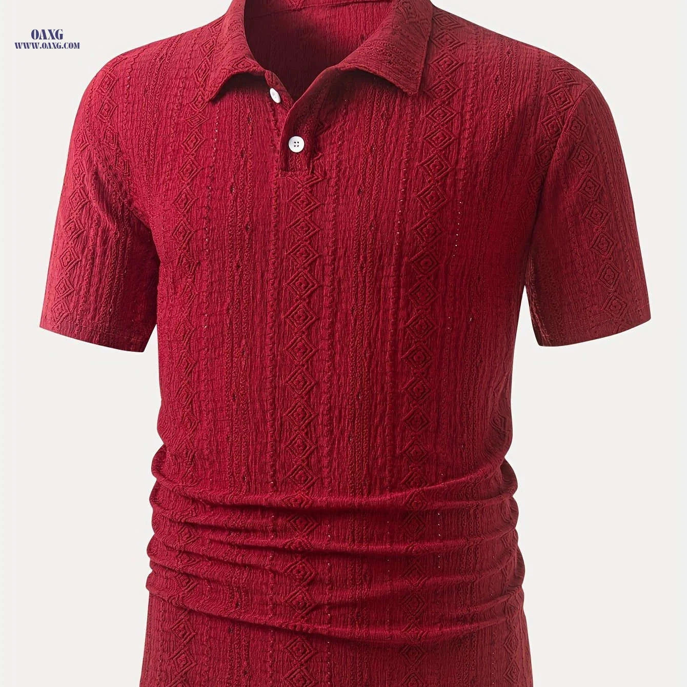 Men's Brown Knit Shirt - Casual Short Sleeve, Breathable Fabric   OAXG 