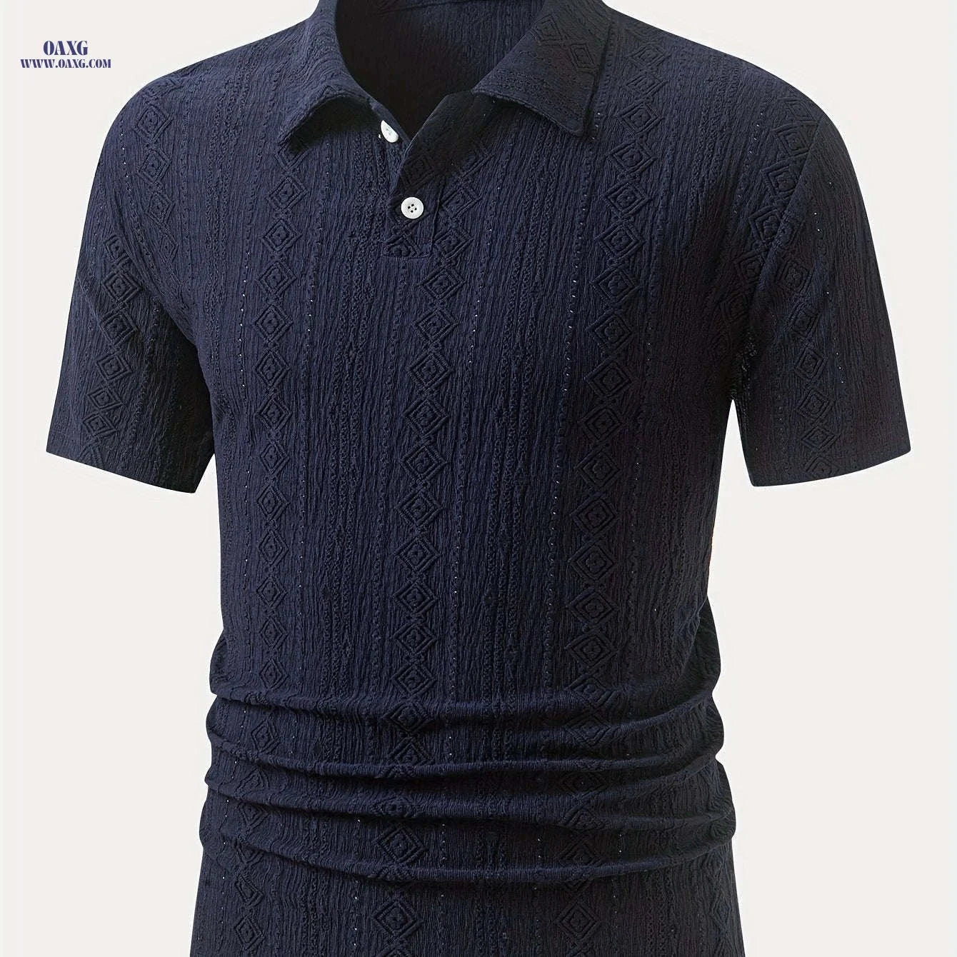 Men's Brown Knit Shirt - Casual Short Sleeve, Breathable Fabric   OAXG 