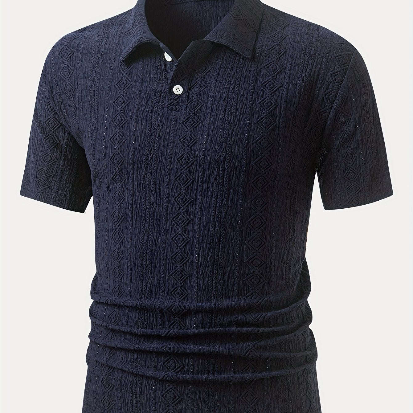 Men's Brown Knit Shirt - Casual Short Sleeve, Breathable Fabric   OAXG 