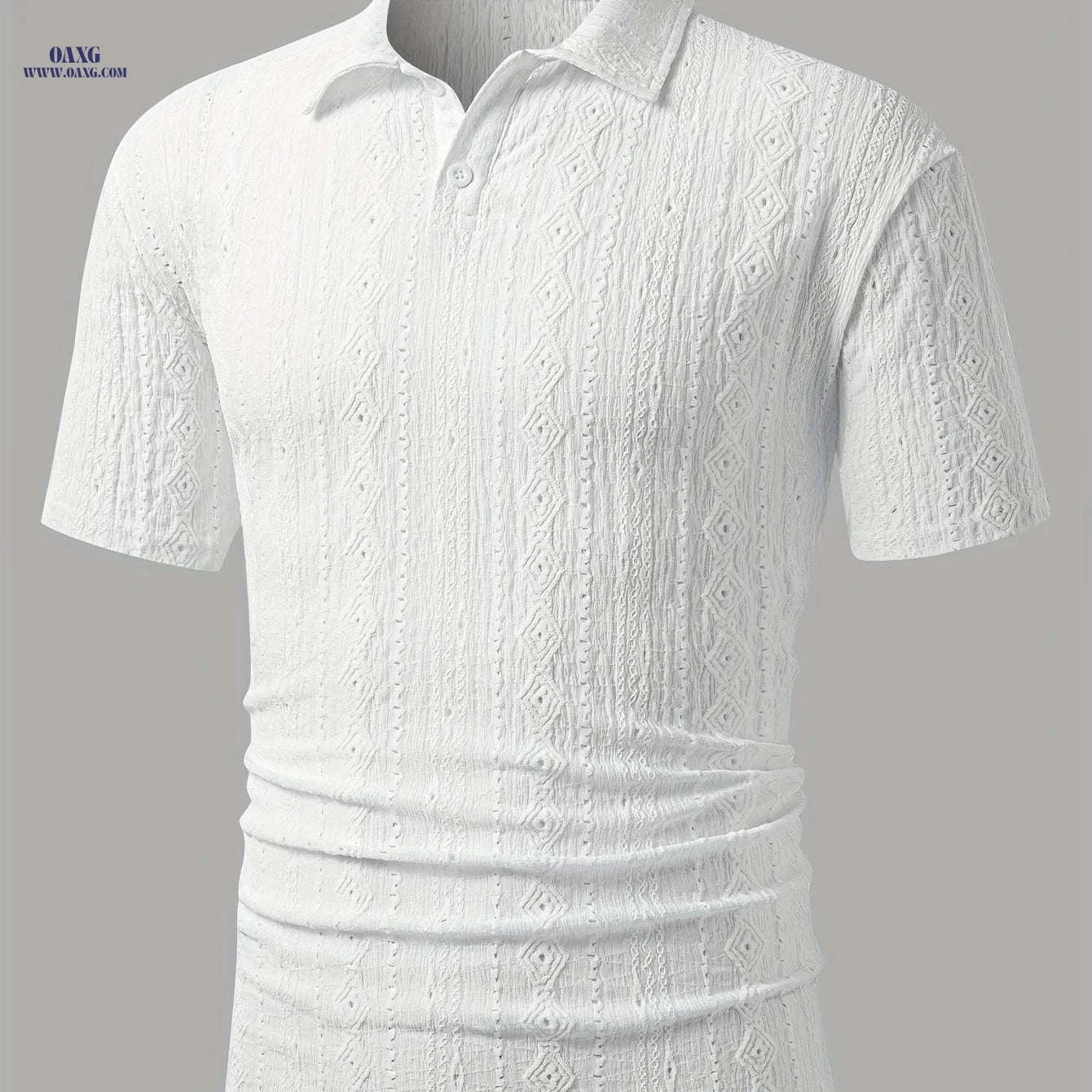 Men's Brown Knit Shirt - Casual Short Sleeve, Breathable Fabric   OAXG 