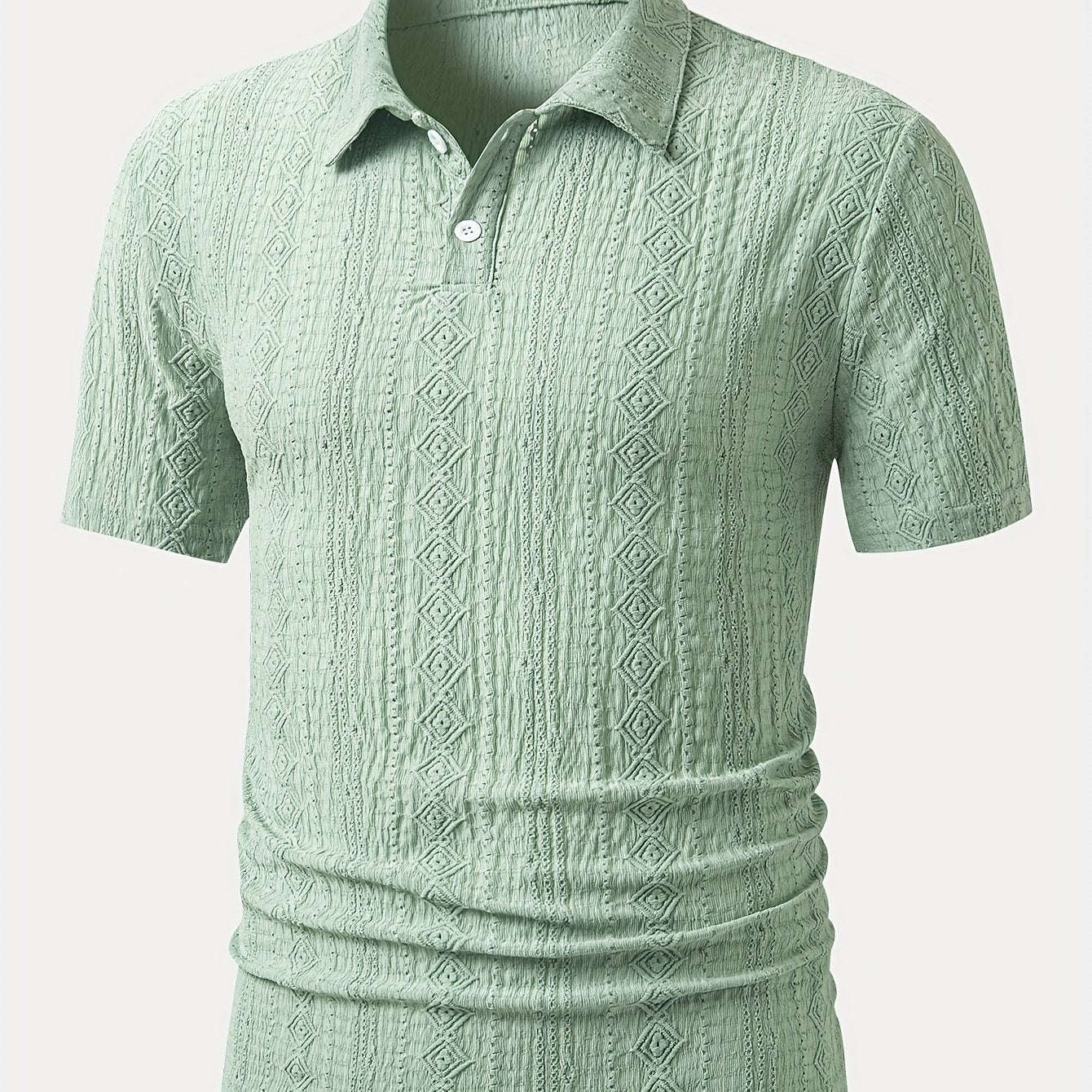 Men's Brown Knit Shirt - Casual Short Sleeve, Breathable Fabric   OAXG 