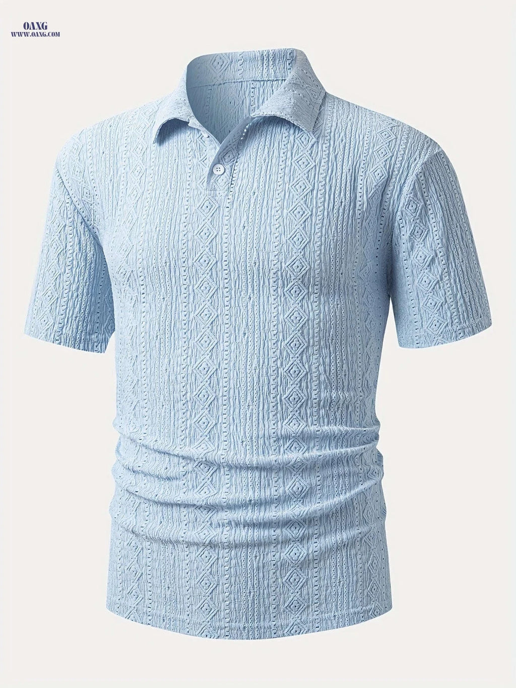 Men's Brown Knit Shirt - Casual Short Sleeve, Breathable Fabric   OAXG Light Green / FR XS