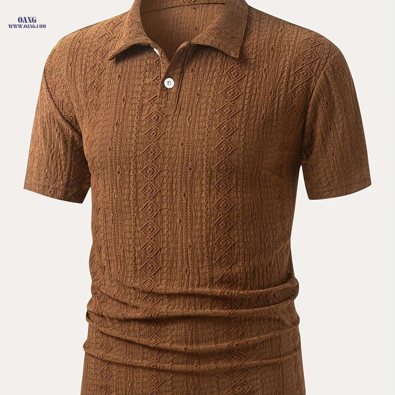 Men's Brown Knit Shirt - Casual Short Sleeve, Breathable Fabric   OAXG Light Green / FR XS