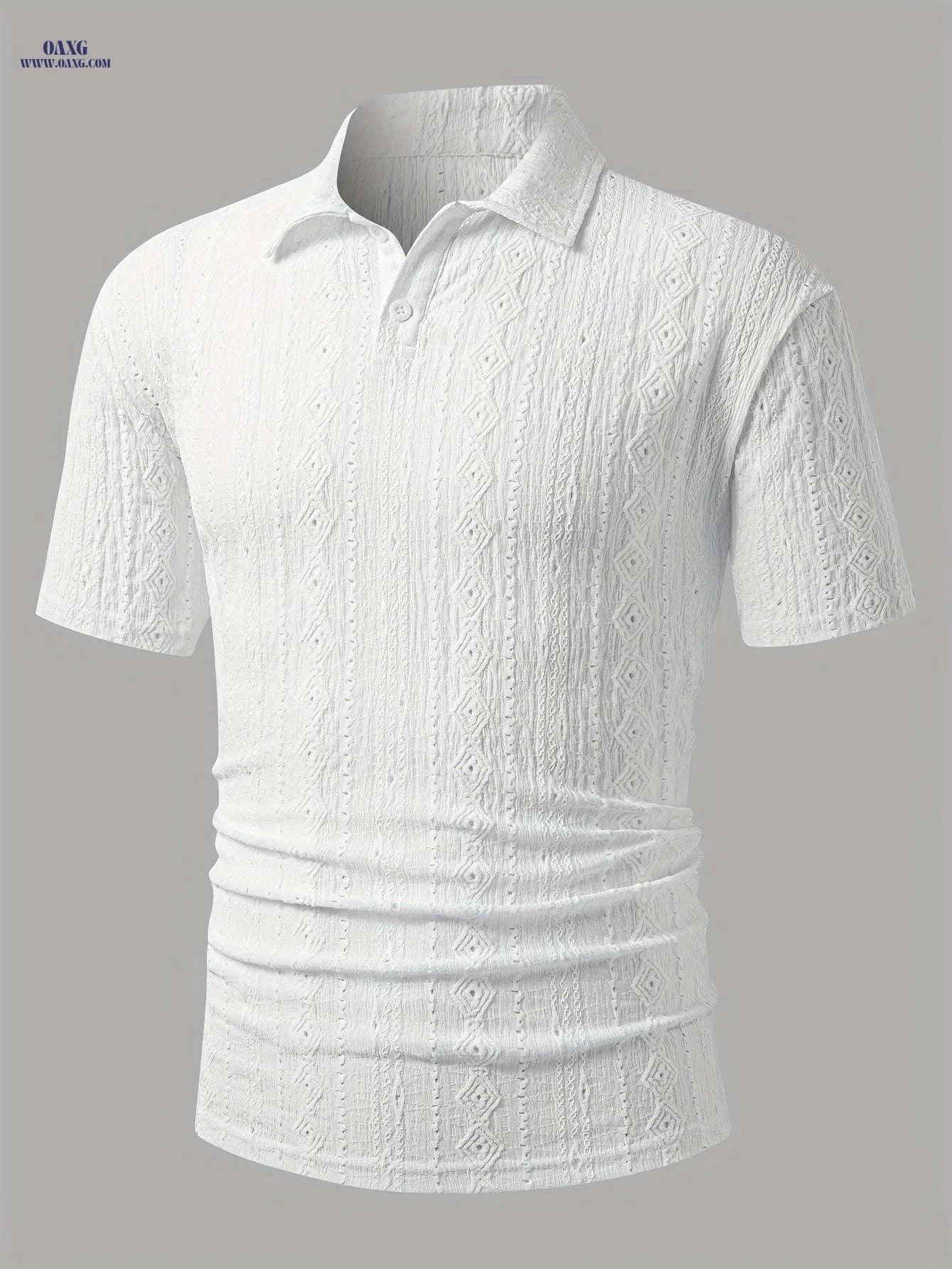 Men's Brown Knit Shirt - Casual Short Sleeve, Breathable Fabric   OAXG Light Green / FR XS