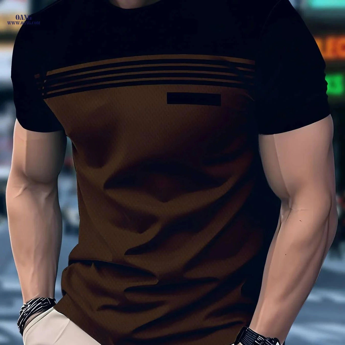 Men's Brown to Black Ombre T-Shirt - Casual Fit for Gym & Parties   OAXG Coffee color / S