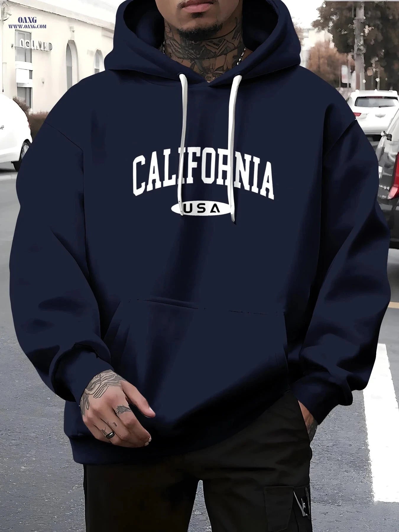 Men's California Graphic Hoodie - Casual Pullover for Fall/Winter   OAXG 
