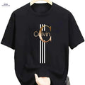 Men's Calvin Print T-Shirt - Black Golden Stripe Summer Tee   OAXG Black / XS