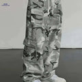 Men's Camo Cargo Pants - Loose Fit, Drawstring Waist, Multi-Pocket   OAXG Grey / S