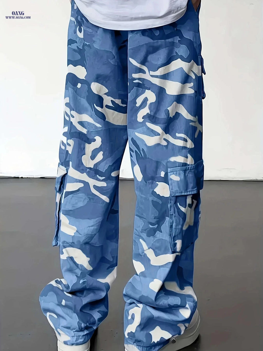 Men's Camo Cargo Pants - Loose Fit with Drawstring Waist, Casual Style   OAXG 