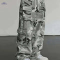 Men's Camo Cargo Pants - Loose Fit with Utility Pockets for Outdoor   OAXG Grey / S