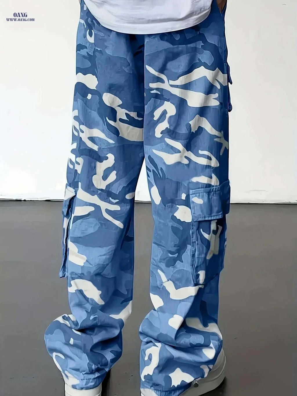 Men's Camo Cargo Pants - Loose Fit with Utility Pockets for Outdoor   OAXG Grey / S