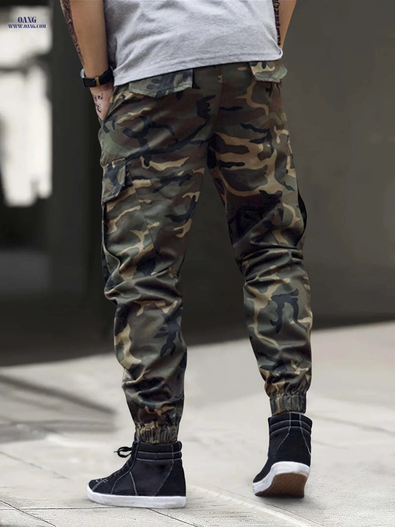 Men's Camo Cargo Pants - Stylish Print, Comfortable Fit for Outdoors   OAXG Camouflage Army Green / FR S