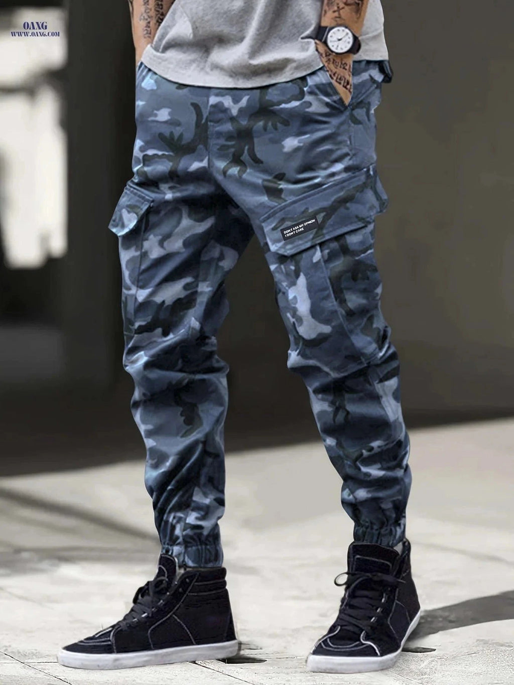 Men's Camo Cargo Pants - Stylish Print, Comfortable Fit for Outdoors   OAXG Camouflage Army Green / FR S