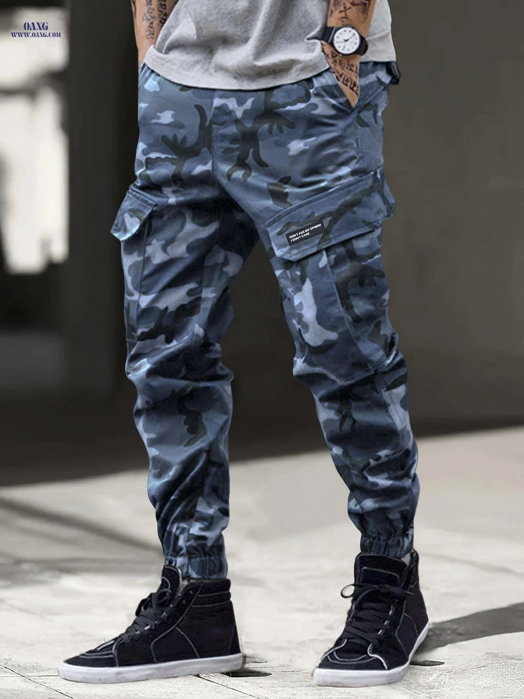 Men's Camo Cargo Pants - Stylish Print, Comfortable Fit for Outdoors   OAXG Camouflage Army Green / FR S