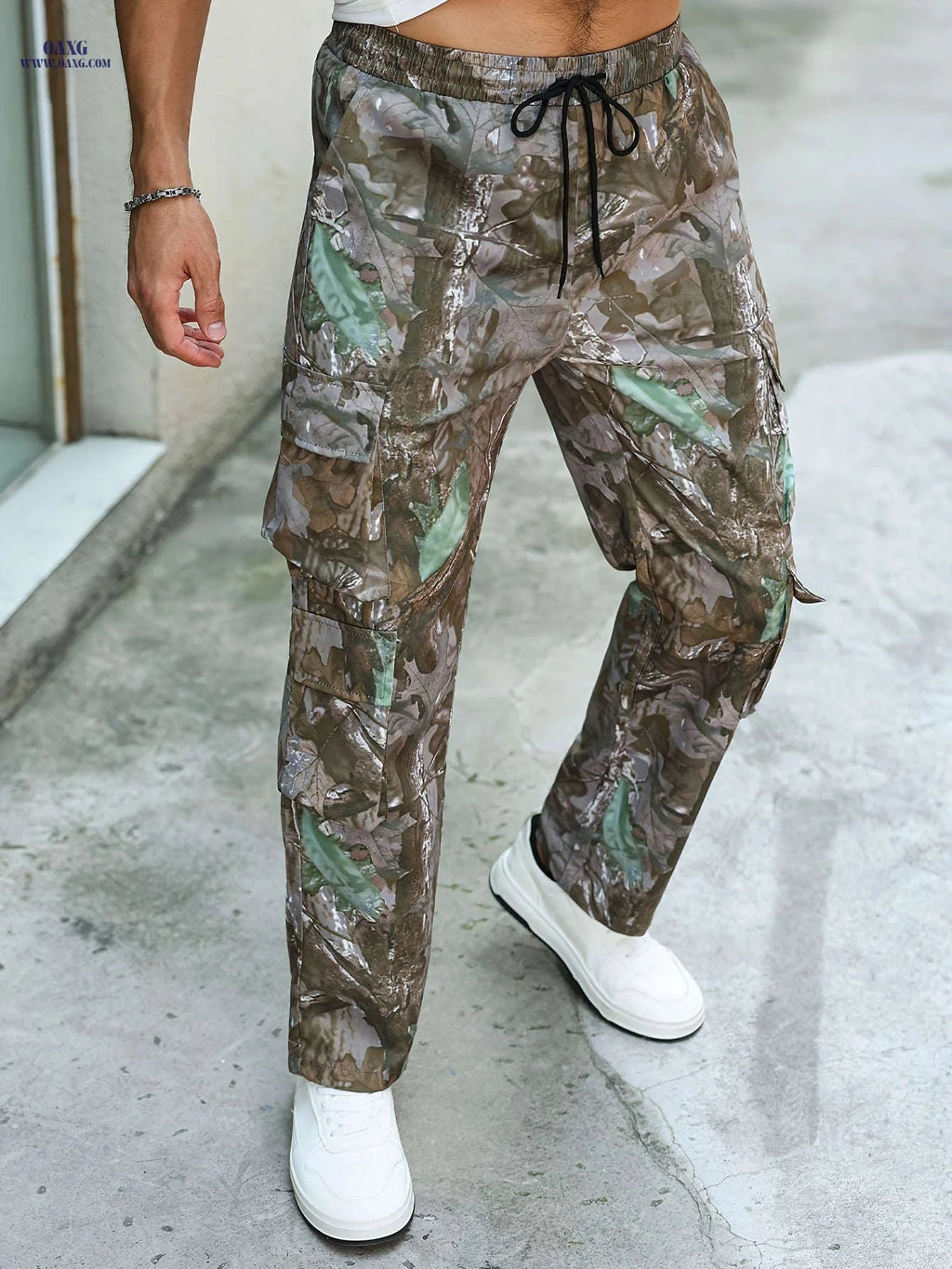 Men's Camouflage Cargo Pants - Casual Regular Fit with Pockets   OAXG 