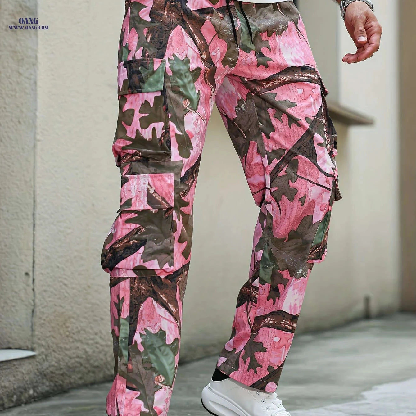 Men's Camouflage Cargo Pants - Casual Regular Fit with Pockets   OAXG Dark Gray / FR XS