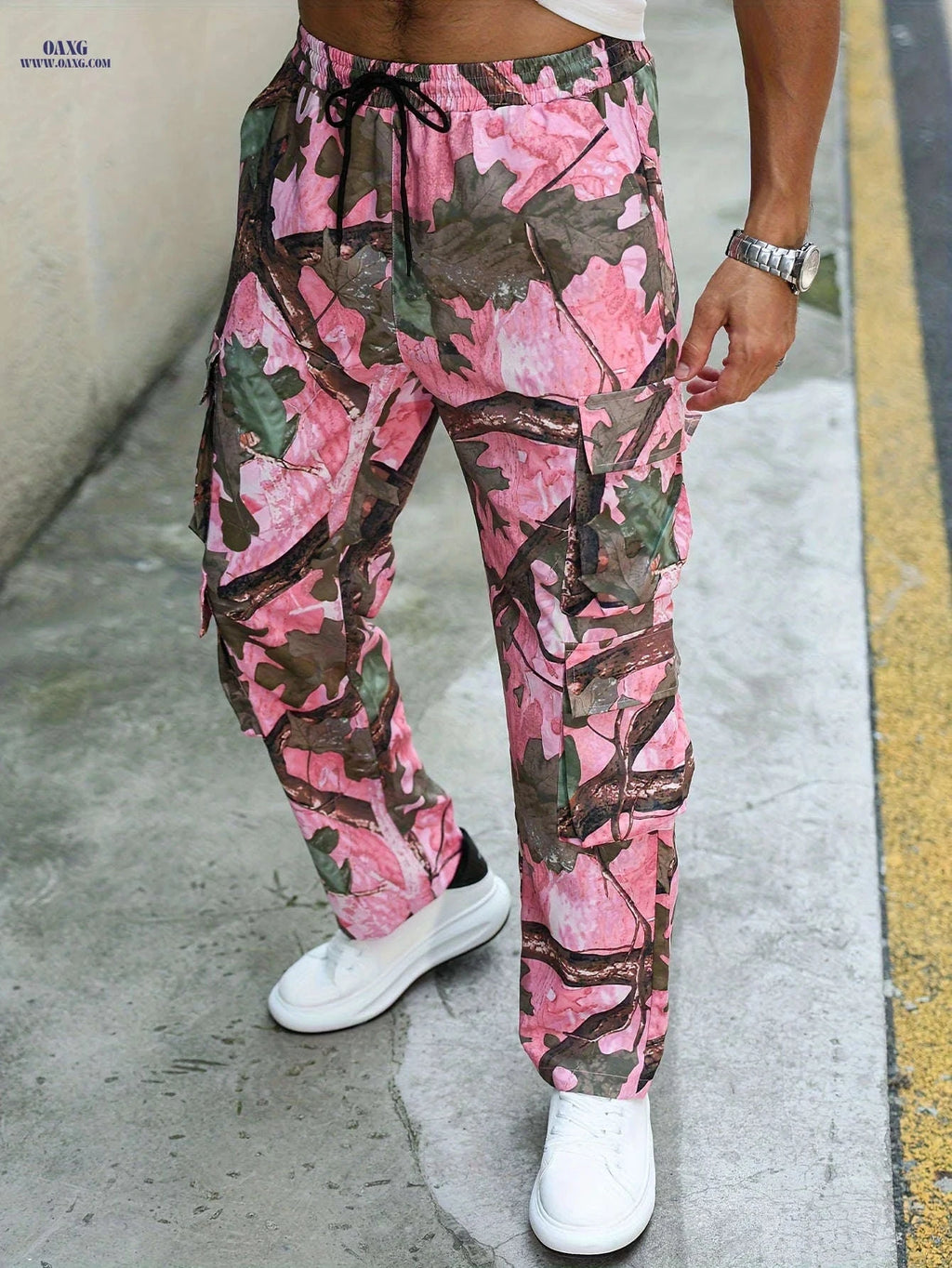Men's Camouflage Cargo Pants - Casual Regular Fit with Pockets   OAXG Dark Gray / FR XS